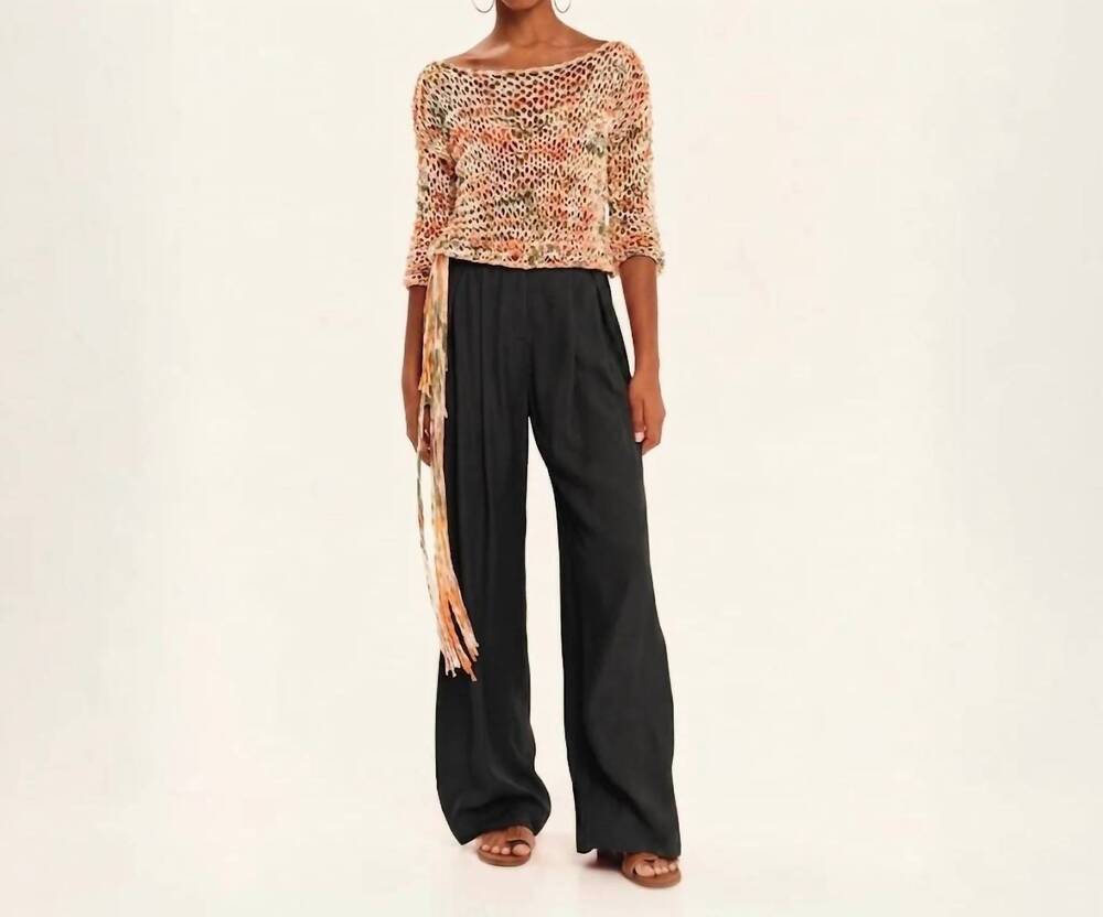 NEW KOURBELA secret pleats wide-leg trousers in black